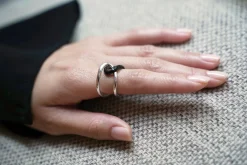 Philippe Audibert Bague Rick Émail Argente-Noir Hot